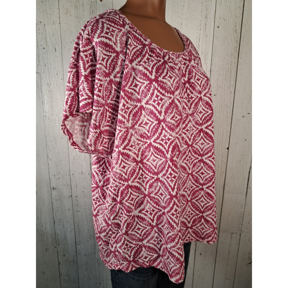 Sonoma Goods for Life Magenta Geometric Ikat Print Top 2X Woman Cotton Modal
